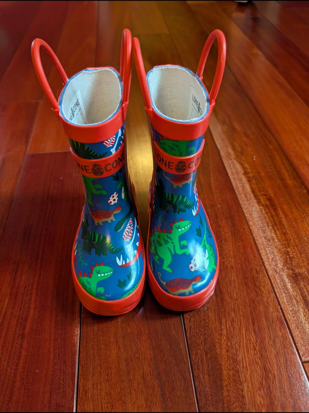 Toddler Red & Blue Dinosaur Rain Boots